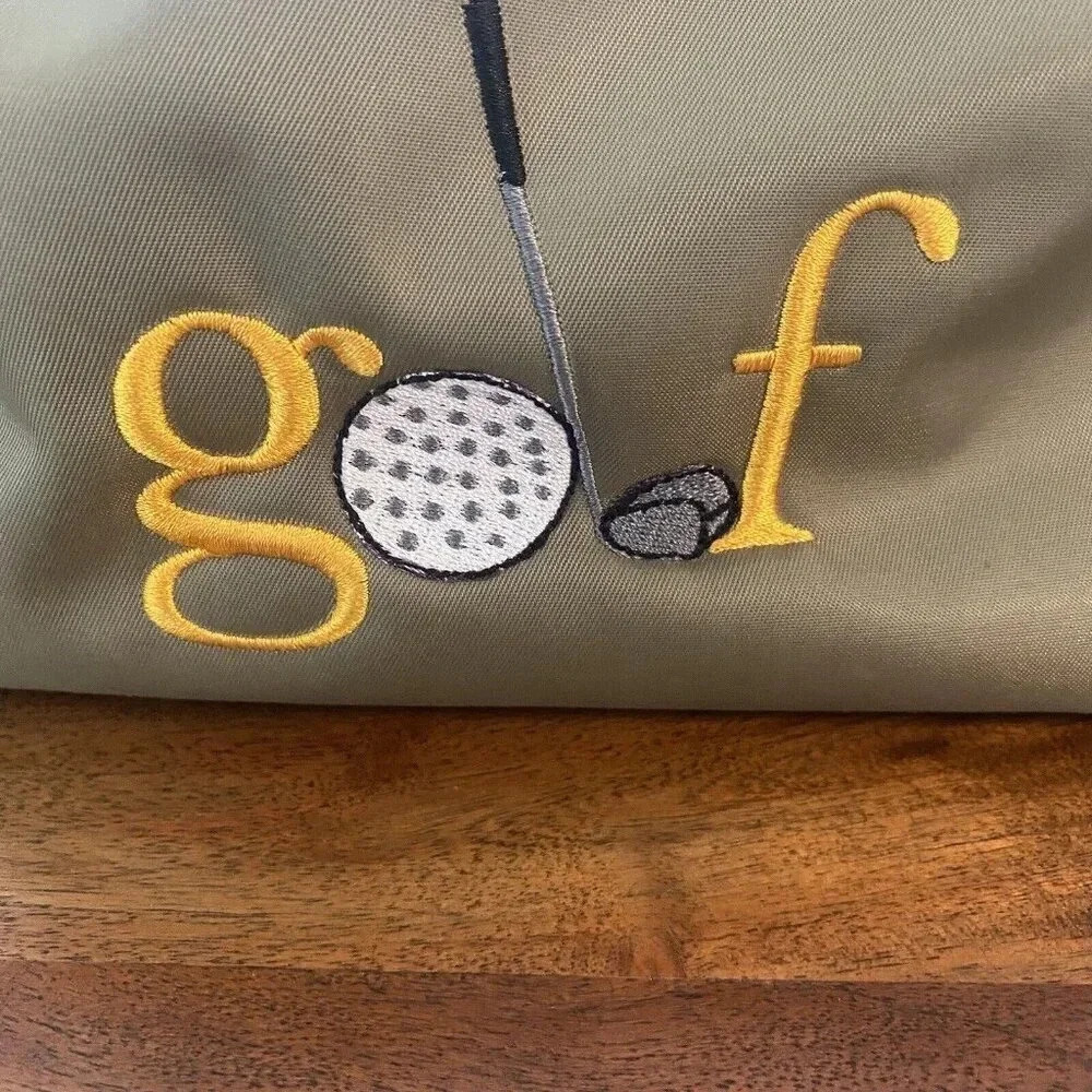 Best of Everything Golf Cosmetic Bag Nylon Embroidery Gold Accents Zipper - Picture 6 of 8